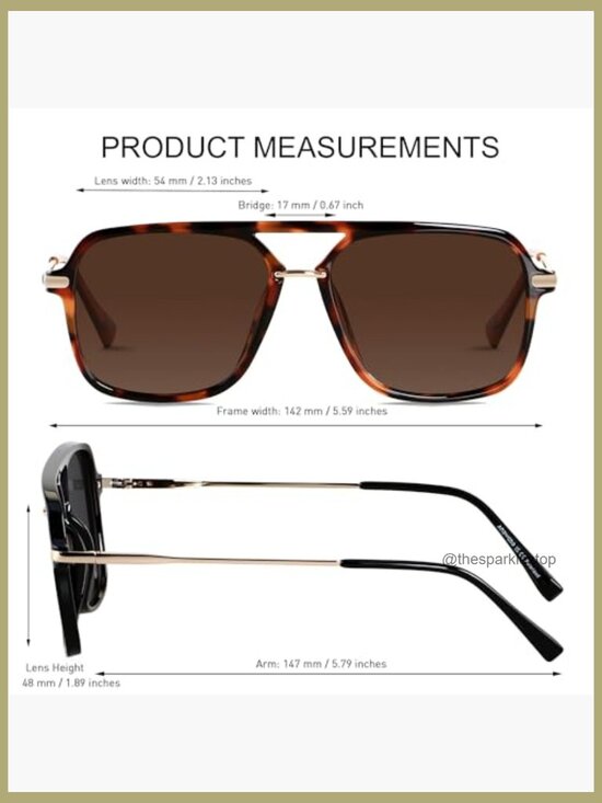 Retro Square Polarized Aviator Sunglasses, Lightweight Plastic Frame main image 4